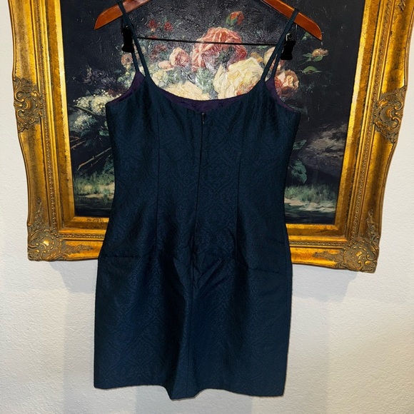 Nanette Lepore Green Blue Tapestry 90s Spaghetti Strap Mini Dress 6 Jewel Tone - Picture 9 of 9